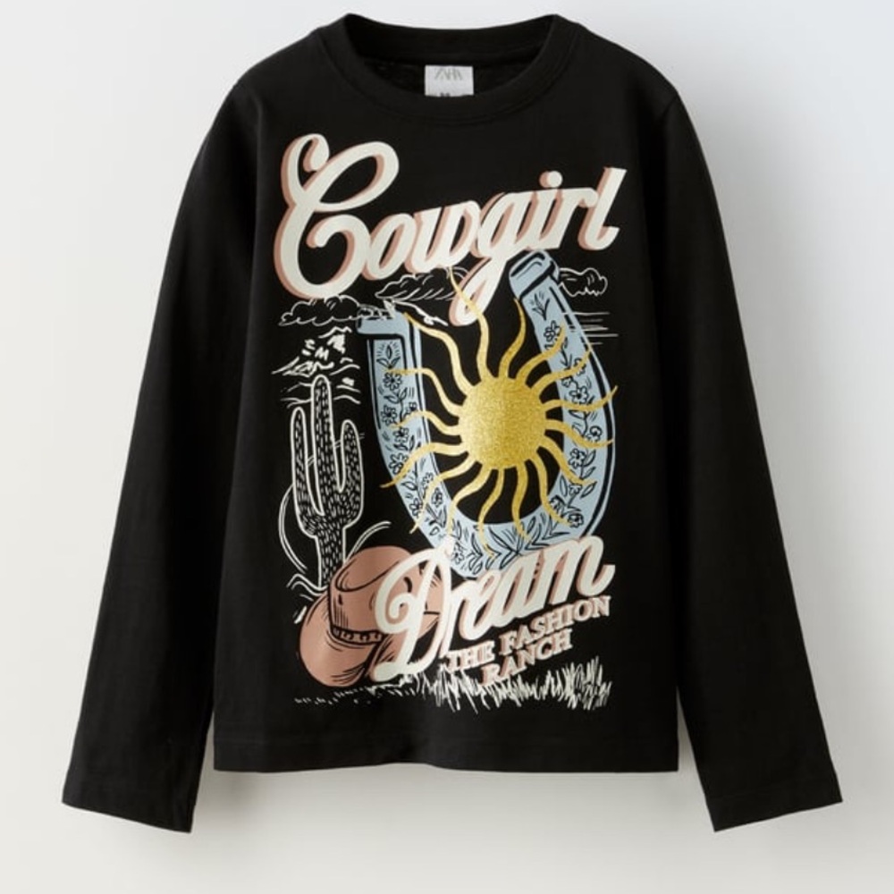 ZARA Girls 11-12 Cowgirl Long Sleeve Shirt